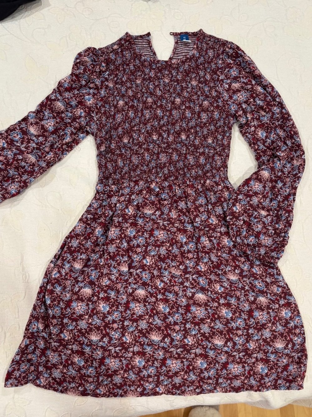 Old Navy Burgundy Floral Fit & Flare Dress Women's